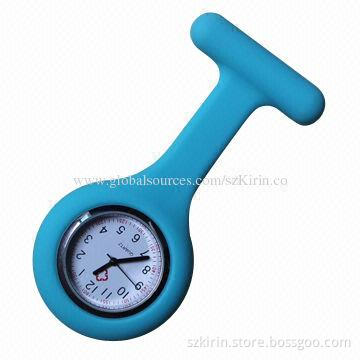 Nurse watch with metal alloy case and silicone band, Japan movement, water-resistant